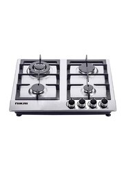 Nikai 60X60 4-Burner Gas Hob, NGH3005N, Silver/Black