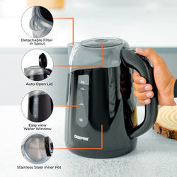 Geepas 1.7L Plastic Automatic Kettle, 2200W, GK38027, Black