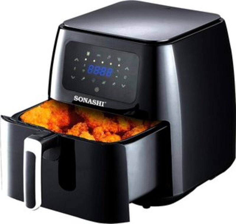 SONASHI SAF800 ,Digital Air Fryer, LED Touch Screen Display, Temperature Control, 8 L Teflon Pan, Overheat Protection