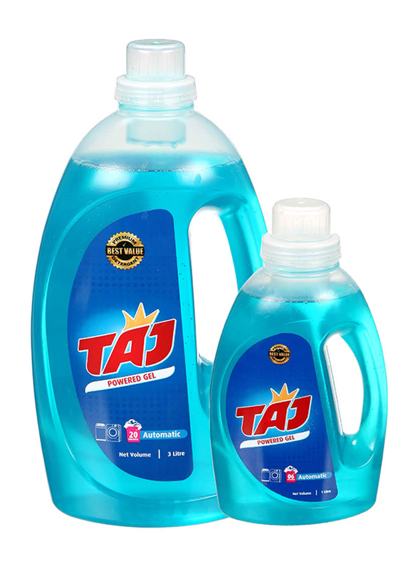 Taj Detergent Gel, 2 Pieces, 3 Liter + 1 Liter