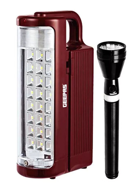 

Geepas GEFL51029 Rechargeable LED Flashlight + LED Lantern, Red/Black