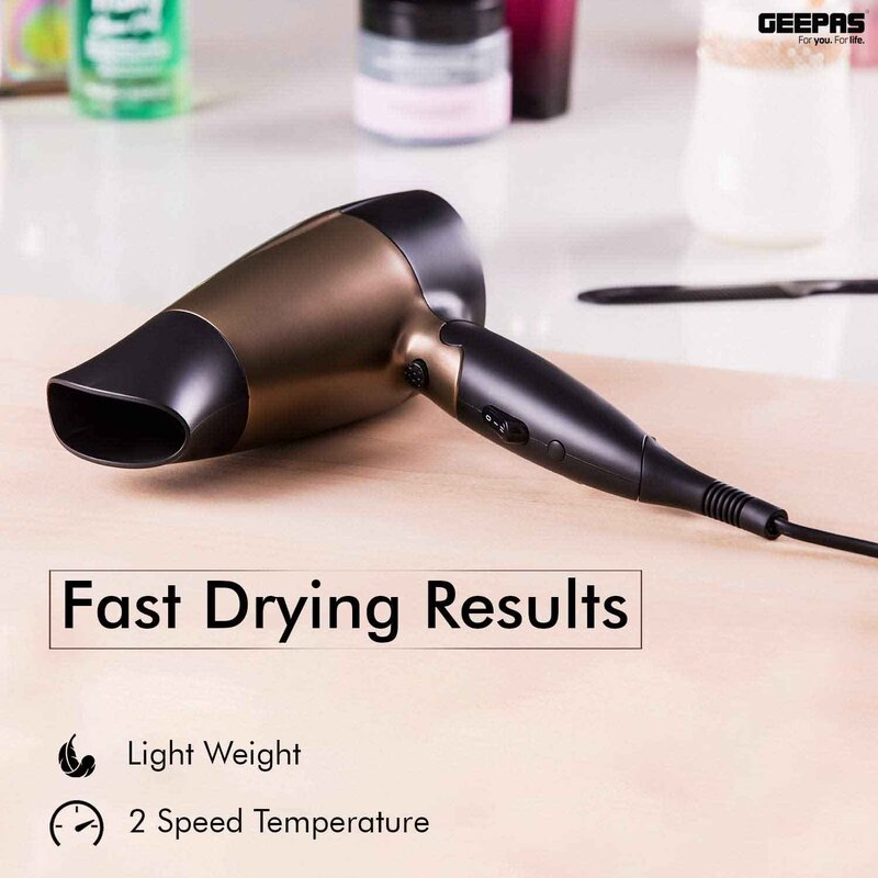 Geepas Hair Dryer/Cool Shot, 1600W, GH8642, Gold