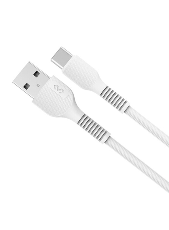 Miccell 1-Meter 2.4A PVC USB Type-A to USB Type-C Charging Cable for Smartphones, VQ-D88, White
