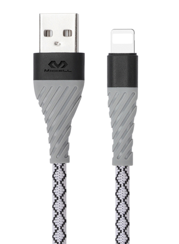 Miccell 1.2-Meter 2.4A TPE USB To Lightning Cable for Smartphones, VQ-D114-IP, Grey
