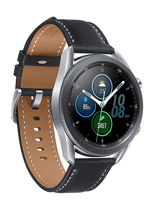 Samsung Galaxy Watch 3 - 45mm Smartwatch, GPS and Bluetooth, Silver Stainless Steel Case and Silver Leather Band