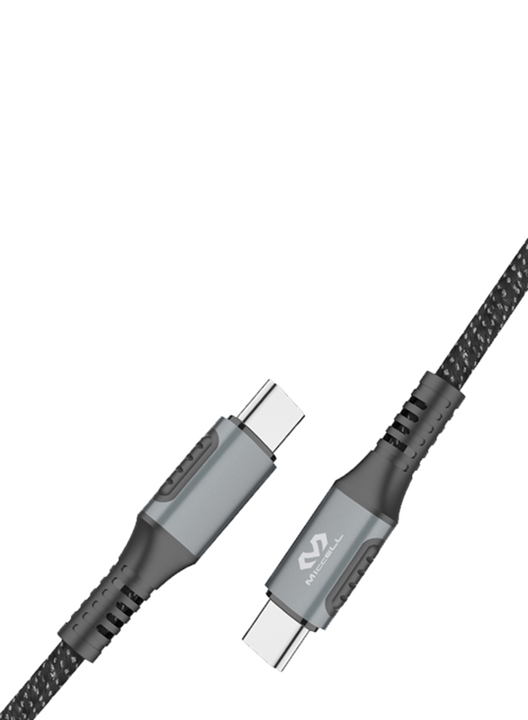Miccell 1.2-Meter 100W Nylon Braided Type-C to Type-C Charging Cable for Smartphones, VQ-D25, Black