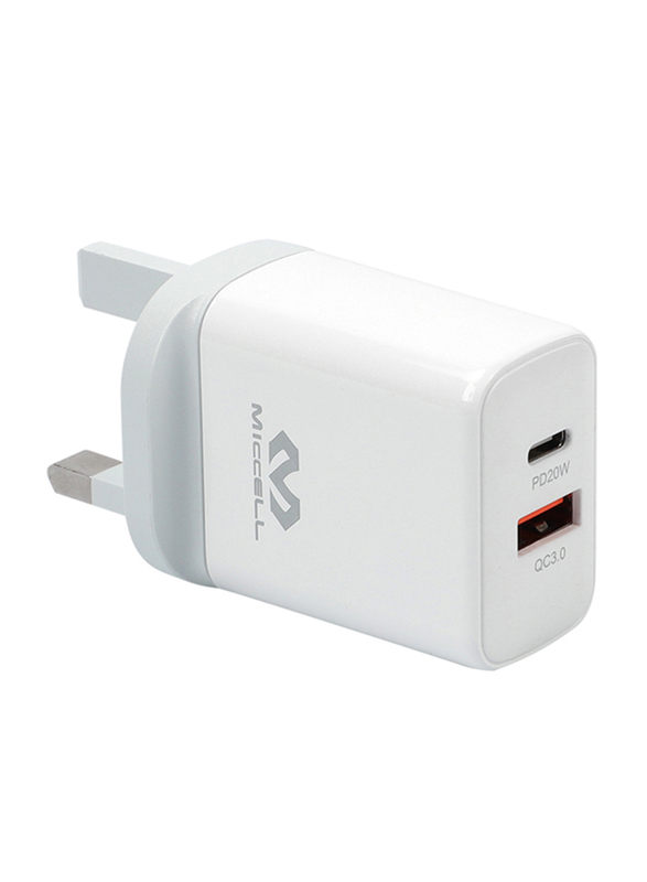 Miccell 20W Quick Charge 3.0 USB Fast Wall Charger, White