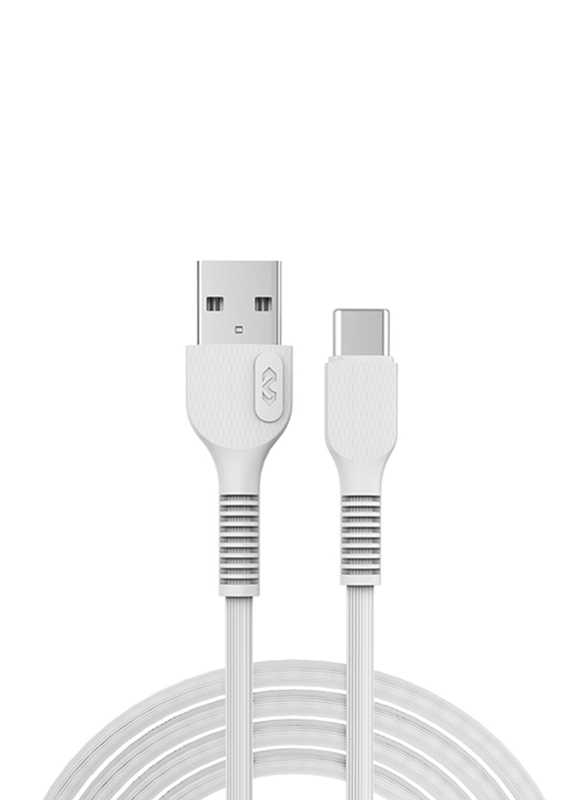 Miccell 1-Meter 2.4A PVC USB Type-A to USB Type-C Charging Cable for Smartphones, VQ-D88, White