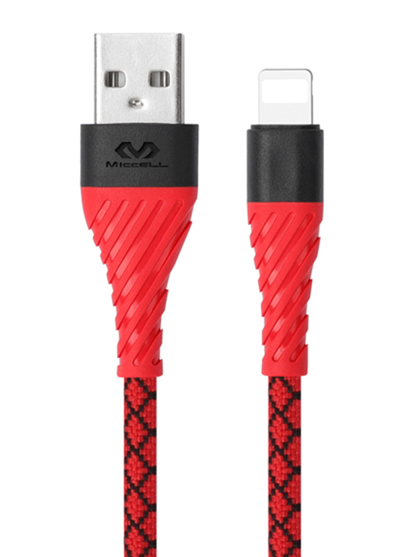 Miccell 1.2-Meter 2.4A TPE USB To Lightning Cable for Smartphones, VQ-D114-IP, Red