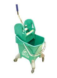 Mop Bucket with Wringer, 32 Liters, Green/White