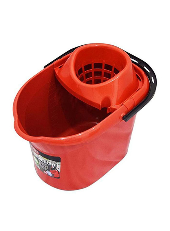 AKC Plastic Cleaning Spin Bucket, 13 Liters, Red