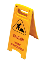 Caution Work In Progress Sign, 68x30cm, Yellow