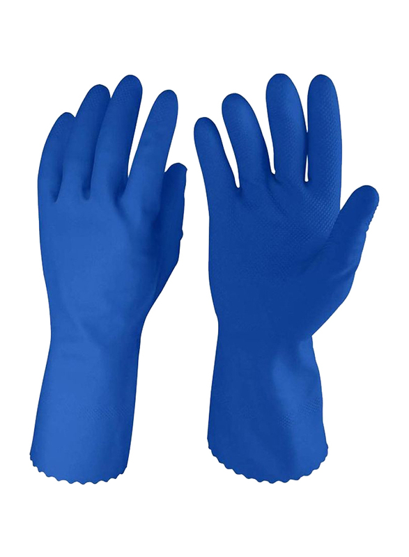 Small Rubber Hand Gloves Deluxe Grip, Blue