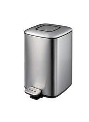 Eko Stainless Steel Square Bin with Pedal, 20 Litters, Silver