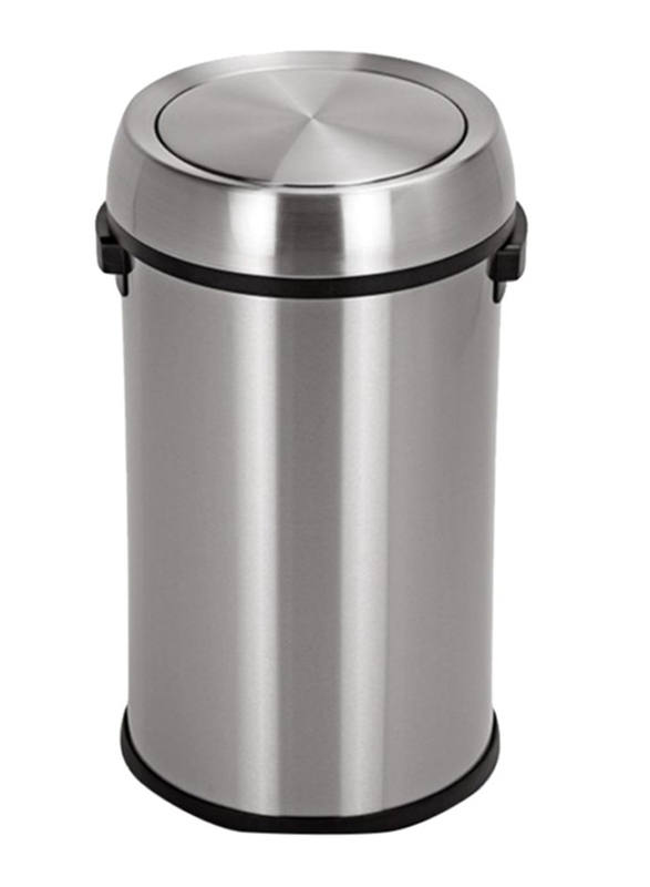 AKC Swing Lid Trash Bin Metallic, 65 Litters, Silver