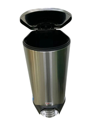AKC High Quality Sturdy and Durable Soft Close Lid Anti-Fingerprint Dustbin with Pedal, 50 Litters, Silver