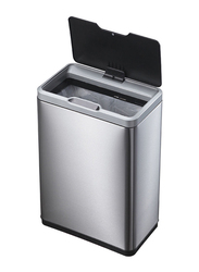 Eko High Quality Sturdy and Durable Fingerprint Resistant Automatic Sensor Dustbin with Plastic Inner Bucket, 80 Litters, Silver/Black