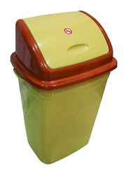 AKC Durable Trash Bin with Swing Cover, 50 Litters, Beige/Brown