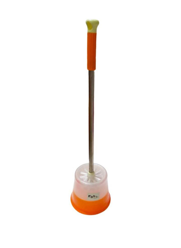 AKC Toilet Brush with Steel Handle and Stand, Orange