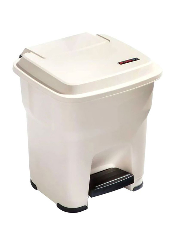 Rothopro Trash Can with Pedal, 35 Litters, Beige/Black