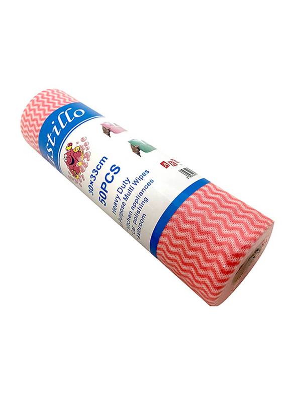 Disposable Cleaning Wipes Roll, 30x33cm, Red