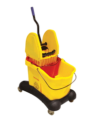 AKC Plastic Mop Wringer Cart, 69x55x37cm, Yellow/Red/Black