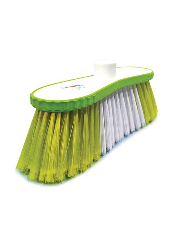 AKC Soft Broom and Metallic Handle with Screw Thread, 27x4cm, White/Green