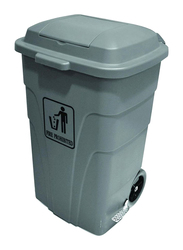 AKC High Quality Sturdy and Durable Environmentally Friendly Long Lasting Dustbin with Pedal and Solid Rubberized Wheels, 120 Litters, Grey