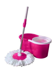 AKC 360° Spin Mop Bucket, 46x118x25cm, Pink/White