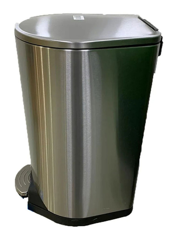 AKC High Quality Sturdy and Durable Soft Close Lid Anti-Fingerprint Dustbin with Pedal, 50 Litters, Silver