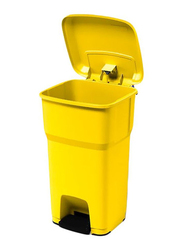 Rothopro Trash Can with Pedal, 60 Litters, Yellow/Black