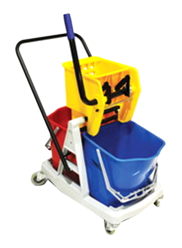 

Generic Mop Trolley with Two Buckets and Wringer, 40 Liters, Multicolour