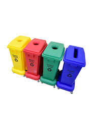 AKC Recycling Bins with Four Compartments, 60 Litters, Multicolour