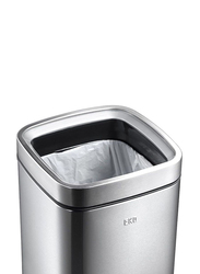 Eko High Quality Sturdy and Durable Environmentally Friendly Fingerprint Proof Open Top Dustbin, 35 Litters, Silver/Black