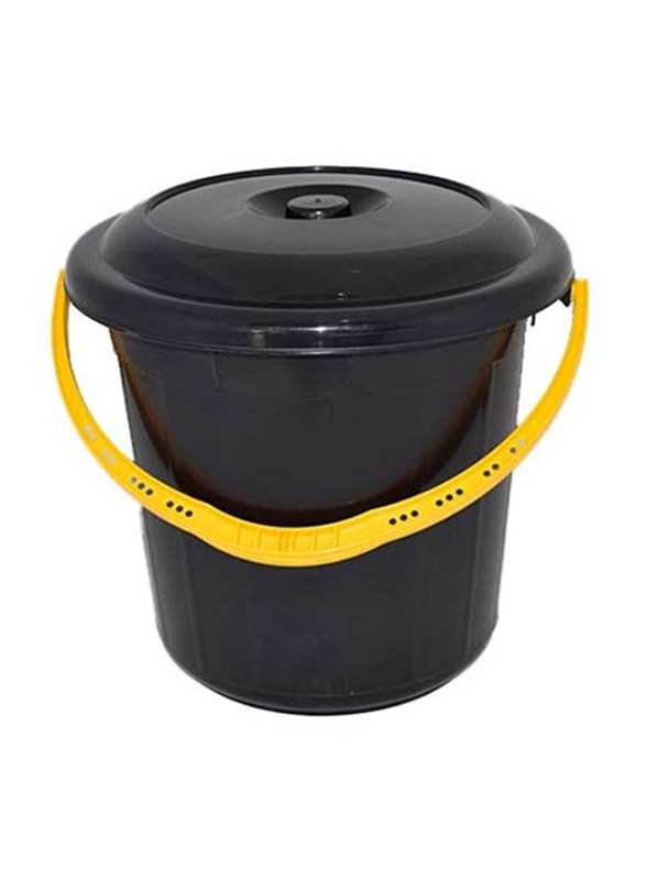 AKC Plastic Bucket with Lid, Black, 31 x 32cm