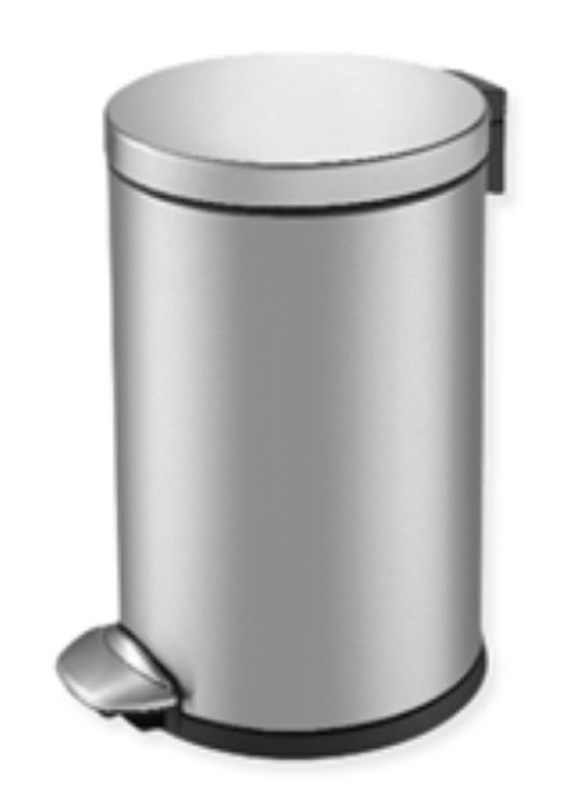 Eko Step Pedal Trash Bin Metallic, 12 Litters, Silver/Black