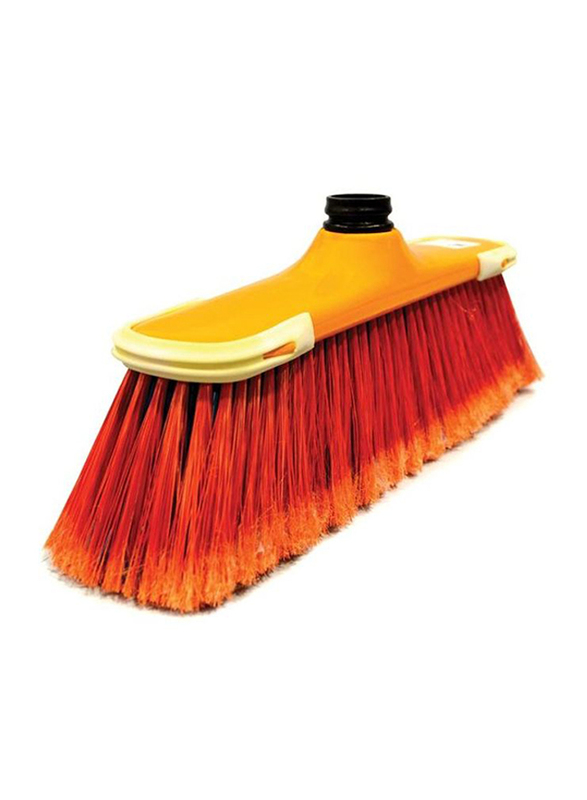 AKC Soft Broom and Metallic Handle with Screw Thread and Grip, 28x5cm, Orange