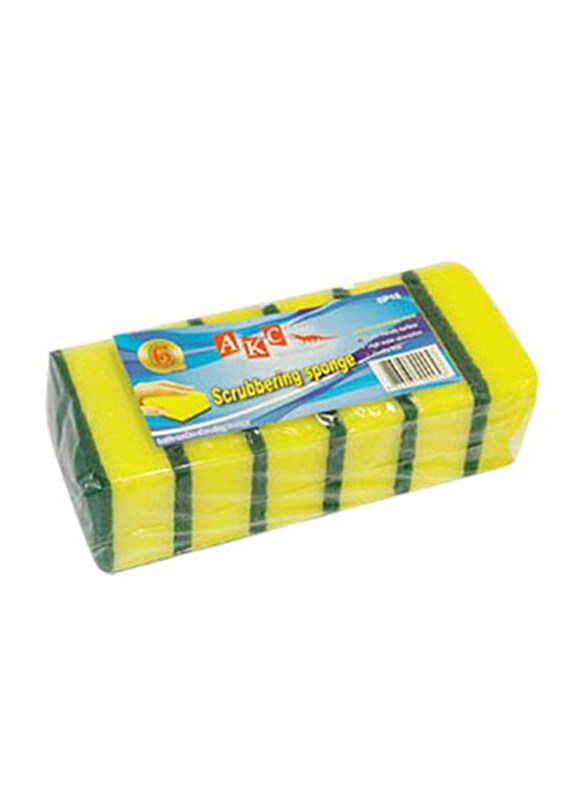 

AKC 6-Piece Sponge with Scrubber, 15cm, Multicolour