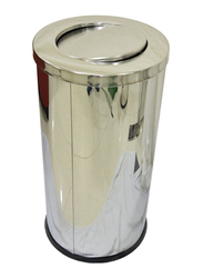 AKC Trash Bin with Swing Lid, 50 Litters, Silver