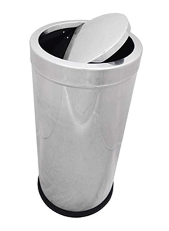 Stainless Steel Bin with Swing Top, 30 Liters, Silver