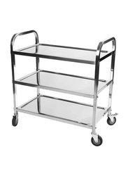 Small 3-Tier Stainless Steel Rectangular Dining Serveware Cart, Silver