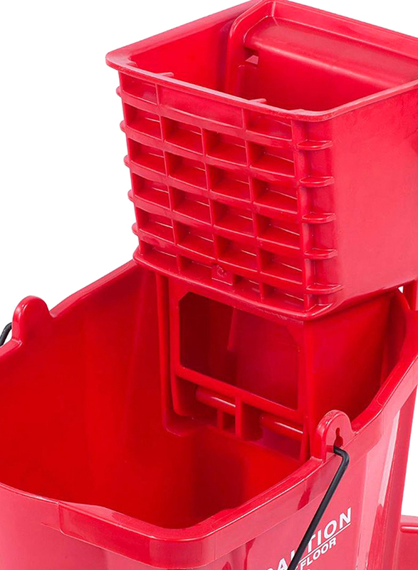 Carlisle Commercial Mop Bucket with Side Press Wringer, Red