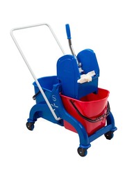 Double Mop Bucket Trolley With wringer with 50L Capacity, Multicolour