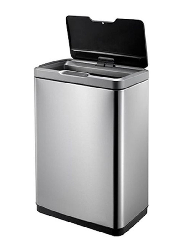 Eko Double Chambered Stainless Steel Trash Bin with Sensor Opening, 45 Litters, Silver