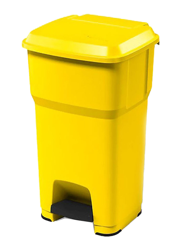 Rothopro Trash Can with Pedal, 60 Litters, Yellow/Black