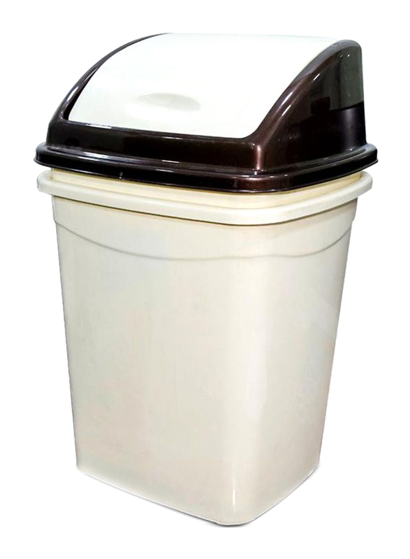 AKC Plastic Garbage Bin, 16 Litters, Brown/White