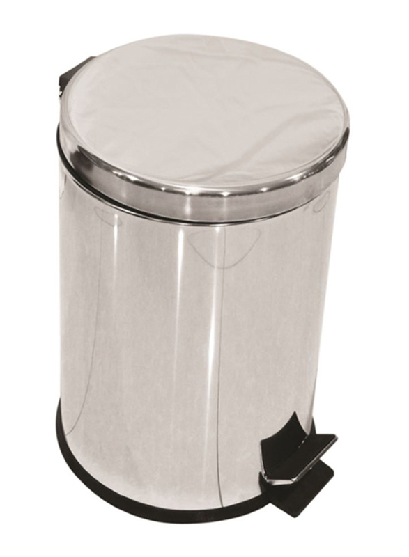 AKC Stainless Steel Dust Bin Metallic, 12 Litters, Silver