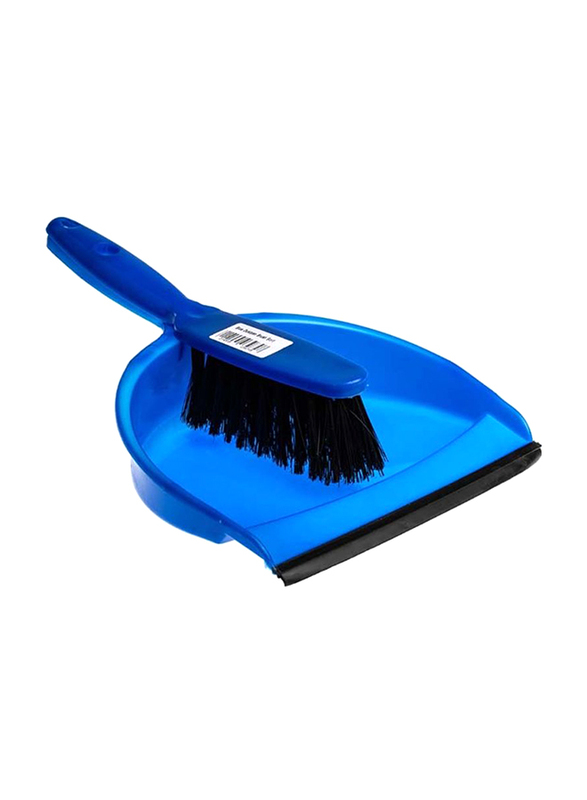 AKC Dust Pan Set with Rubber Tip, 10cm, Blue