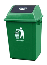 Swing Top Quadrate Garbage Bin, 40 Litters, Green