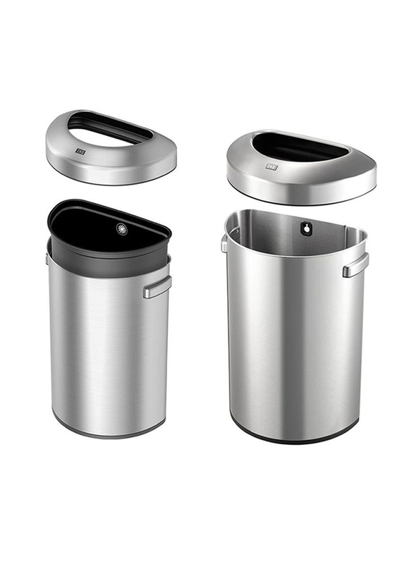 Eko Urban Commercial Open Top Bin, 50 Litters, Silver